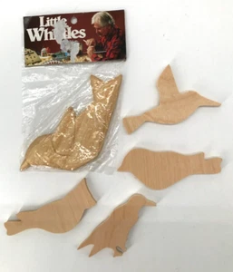 Vintage Create Craft Unfinished Wood Birds Set of 5 Humming Bird Robin Sparrow - Picture 1 of 3