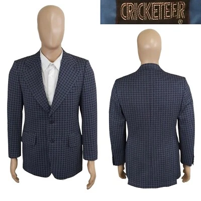 NEW Vintage 1970s Cricketeer 2 Button Blue Red Plaid Sport Coat Jacket Size 37R - Image 1 of 4