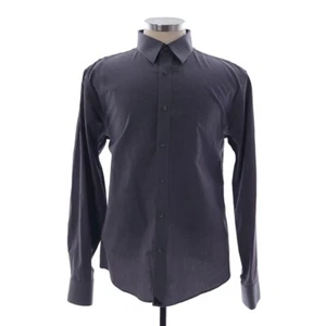 Camisa con botones de algodón gris manga larga sin arrugas grande UNTUCKit para hombre - Imagen 1 de 10
