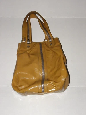 BOLSO DE HOMBRO HOBO PERLINA ORO MOSTAZA CHAROL PLATA RIBETE CUERO ¡BONITO! Foto 1 de 4