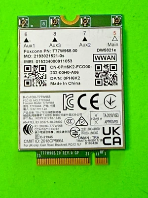 0PH6K2 Dell Latitude 5420 5424 7424 T77W968.00 DW5821e Snapdragon X20 LTE - Image 1 of 2