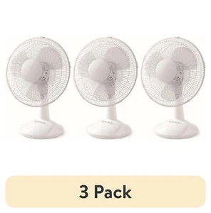 (3 pack) 12" 3-Speed Oscillating Table Fan, New, White - Picture 1 of 12