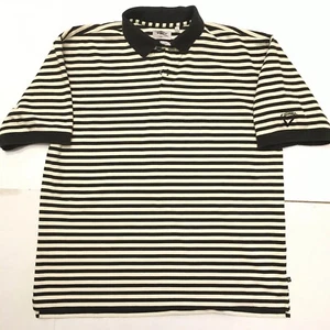 Callaway Golf Sport Polo Combed Cotton Shirt XL Black Cream Stripe Short Sleeve - Picture 1 of 2