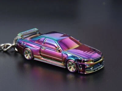 Key Chain / Schlüsselanhänger Skyline GT-R (R34) - purple Chrom - Seeker