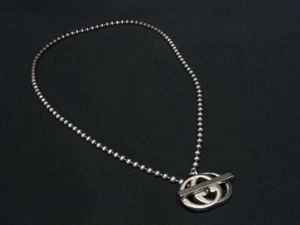 Gucci GG Logo interlocking Toggle Ball Chain Pendant Necklace From Japan - Used - Picture 1 of 3