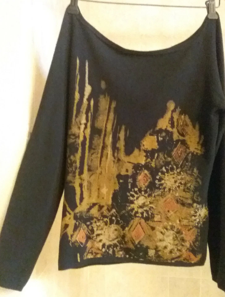 SUÉTER YUKA TOP MUJER NEGRO Y DORADO CON DISEÑO MODERNO TALLA T3 Foto 1 de 4