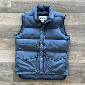 VTG Woolrich Down Puffer Vest Men’s MEDIUM Blue Zip & Snap 21053 - Picture 1 of 10