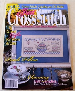 Just CrossStitch Magazine June 2002 Birth Samplers Peach Pillow Summer Angel - Picture 1 of 7
