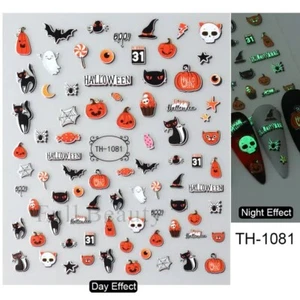3D Nail Sticker Luminous Glow In The Dark Tattoo Designs Gel - Picture 1 of 1