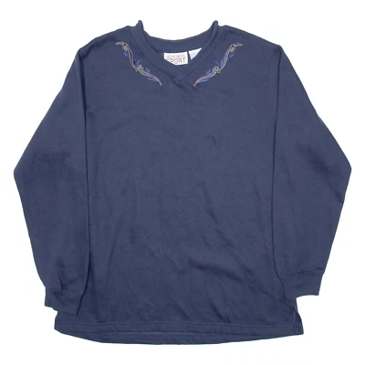 JACLYN SMITH SPORTSWEAR Womens Sweatshirt Blue V-Neck L - Image 1 of 4