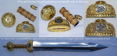 Римский офицер золотая пластина металлический гладиус ручка охранник pummel легионер Tribune - Изображение 1 из 4