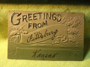Vintage Postcard KANSAS Greetings From Pittsburg, Embossed - Picture 1 of 2