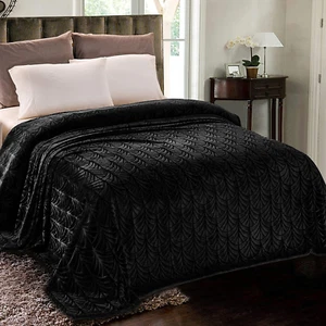 Flannel Fleece Queen Size Blanket for Bed, Soft Fluffy Velvet Bedspread Coverlet - Picture 1 of 12