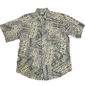 90s Vtg Bugle Boy Company Button Front Shirt Hawaiian Camp Men’s Geometric Large - Picture 1 of 5