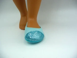 AMERICAN GIRL ''REPLACEMENT AQUA COLOR SHOE'' Flats Glitter Toe - Picture 1 of 8