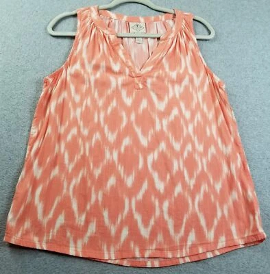 Camiseta sin mangas St. John’s Bay para mujer pequeña naranja blanca Ikat sin mangas cuello en V primavera Foto 1 de 4