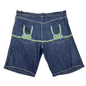 VTG Evolution In Design Baggy Skater Embroidered Jean Shorts Sz 50 - Picture 1 of 3