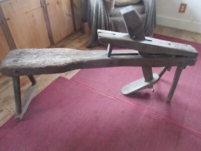 Antique hand made Shave Horse primitive wood construction Workbench Saw Horse - Image 1 of 4