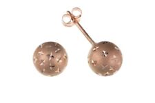 Diamond Cut Satin Ball Stud Earrings Rose Solid 9ct Gold