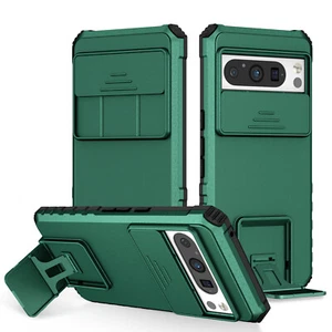 For Google Pixel 9 Pro XL Pixel 8 Rugged Stand Case with Slide Camera Lens Cover - Picture 1 of 92