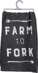 ¡NUEVO!~"FARM TO TENEDOR"~28"~TOALLA DE TÉ~Mano/Cocina/Plato~Algodón~Granja/Agricultor - Imagen 1 de 1
