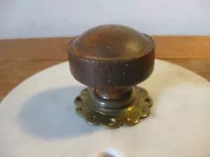 Antique Wooden (Teak) Door Knob & Ornate Brass Rosette / Backplate -VG Condition - Picture 1 of 6