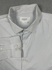 Camicia Ministry of Supply con bottoni XL grigia a righe poliestere riciclato - Foto 1 di 9