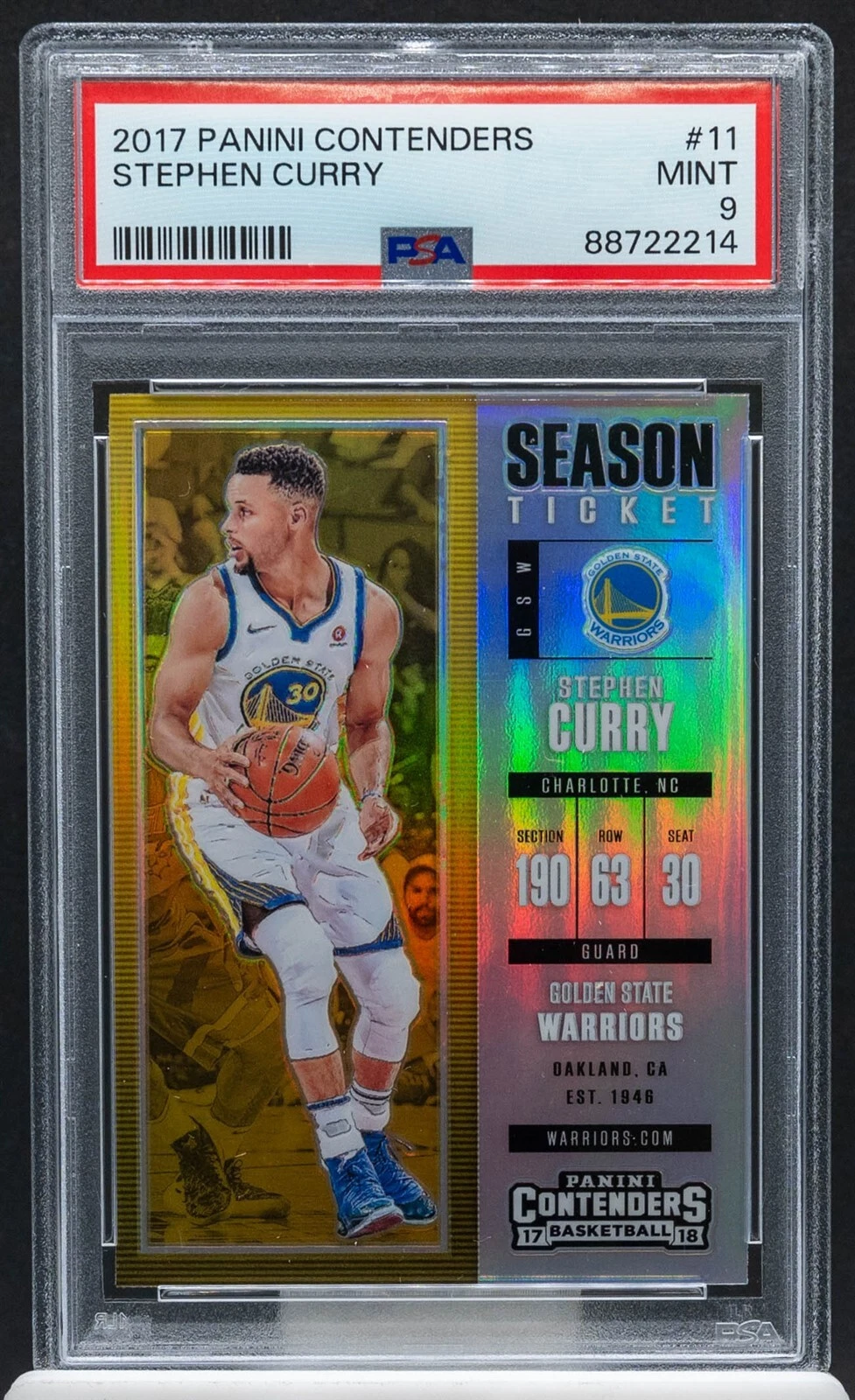 88722214 Stephen Curry 2017 Panini Contenders 11 Prizm MVP ALL STAR PSA 9