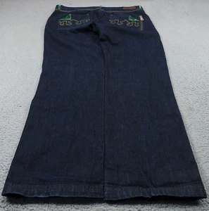 Baggy Jeans Men 40 Y2K Wide Leg Pipes Grunge Skater Embroidered VTG Crown Holder - Picture 1 of 15