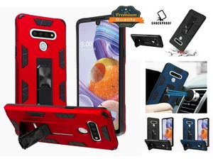 For Samsung Galaxy A21 Hybrid Rugged Shockproof Rubber Case Stand Cover Magnetic - Picture 1 of 29