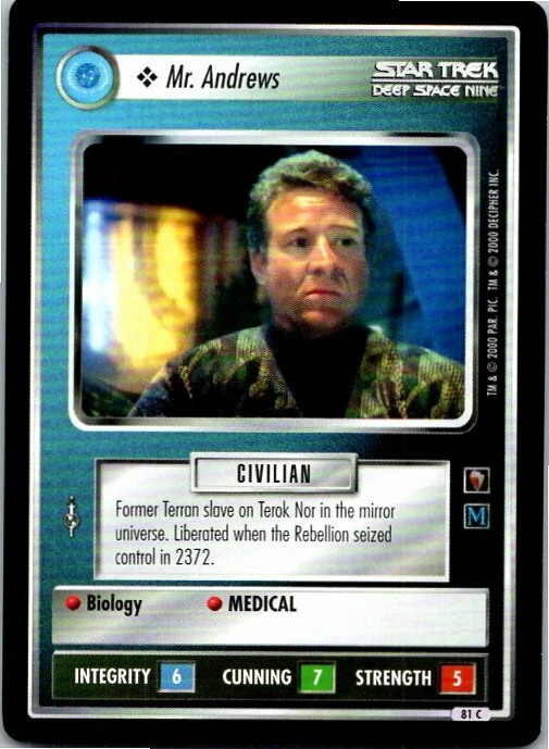 Star Trek Mirror Mirror CCG Common Card #81c Mr. Andrews  - Image 1 of 1