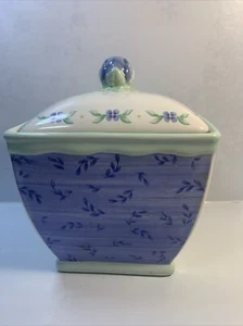 Pfaltzgraff Summer Breeze Medium 9" Canister w/ Lid & Seal Floral Plaid - Picture 1 of 12