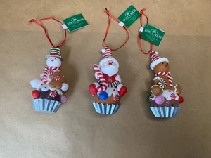 Set Of Kurt Adler Gingerbread Santa Snowman Peppermint Cupcake Ornament Gumdrop - Picture 1 of 9