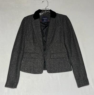 American Eagle Outfitters Blazer Tweed Wool Blend XS Black Sparkle Office Career - Image 1 of 4
