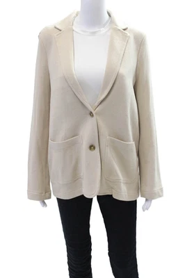 Chaqueta Blazer Caslon Mujer Dos Botones Muescas Solapa Tejida Beige Algodón Mediana Foto 1 de 4