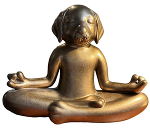 Pier 1 Perro Meditando Escultura Yoga Perro Y2K Vintage Color Bronce - Imagen 1 de 14