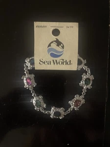 Vintage Silberfarben Multicolor Abalone Inlay Muschel Schildkröte Kette Gliederarmband  - Bild 1 von 8