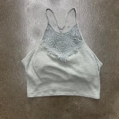 Camiseta sin mangas Mudd Y2K acolchada de encaje verde talla pequeña Foto 1 de 2