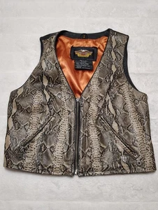 HARLEY DAVIDSON MOTORCYCLES WOMEN'S Sz S W- BIKER VEST 100% LEATHER SNAKE PYTHON - Picture 1 of 8