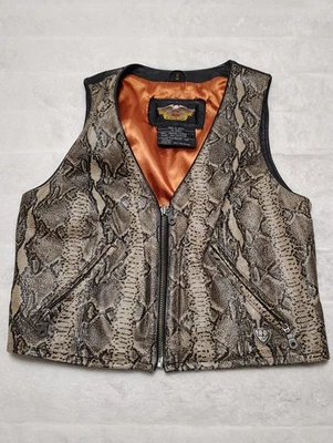 HARLEY DAVIDSON MOTORCYCLES WOMEN'S Sz S W- BIKER VEST 100% LEATHER SNAKE PYTHON - Image 1 of 4