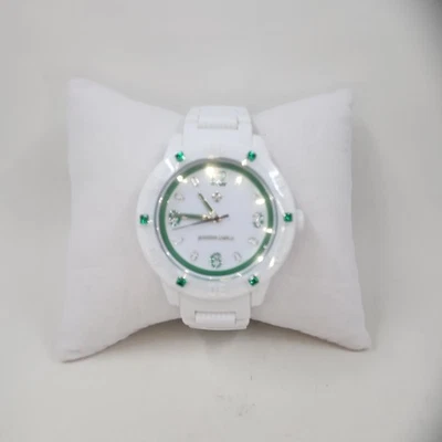 Reloj Judith Ripka Athena Blanco con Color Diamonique Acentos Verde Mediano Foto 1 de 4