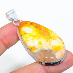 Colgante de joyería de plata de ley 925 con piedras preciosas dendríticas amarillas 2,40" p983 - Imagen 1 de 2