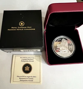 2013 CANADA DINOSAURS BATHYGNATHUS $20 SILVER COIN BOX & COA - Picture 1 of 8
