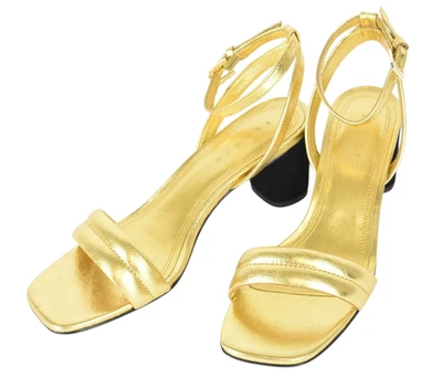 SANDRO Lauren Shoes Womens EU 38 / UK 5 Gold Metallic Heeled Leather Sandals - Image 1 of 4