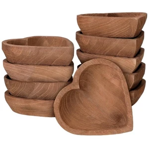 Cuencos de masa de madera de 10 piezas - madera en forma de corazón tallado a mano paulownia para servir D... - Imagen 1 de 7