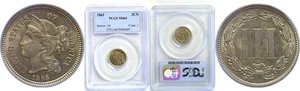 1865 3C Nickel Three Cent PCGS MS-64 - Picture 1 of 3