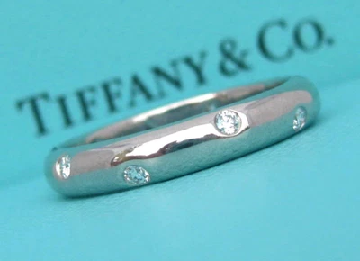 TIFFANY & CO. ETOILE .22 DIAMOND 4MM PLATINUM ETERNITY WEDDING BAND RING 6.5 - Image 1 of 4