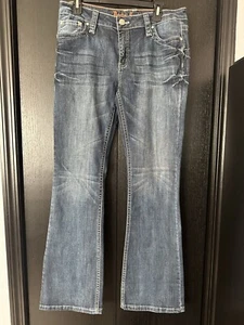 Denim Couture By Smith Denim House - Rhinestone Pocket Flared Jeans - Size W 15 - Picture 1 of 14