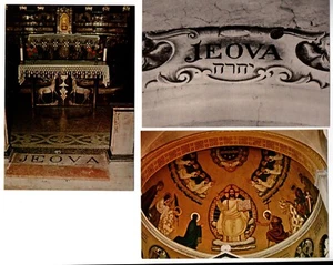 Lotto 7 cartoline di chiese con iscrizioni del nome  di Dio JEOVA - GEOVA - YHWH - Foto 1 di 6