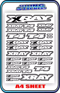 XRAY T4 STICKER DECAL SHEET 1/10 RC ELECTRIC CAR A4 TOURING DRIFT WHITE XRAY - Picture 1 of 7